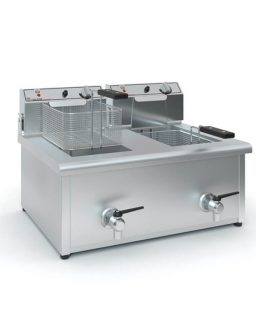 Elektro Doppelfritteuse - 8+8 Liter - 7,6kW - mit Ablasshahn