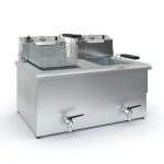 Elektro Doppelfritteuse - 7,5+7,5 Liter - 15kW - mit Ablasshahn